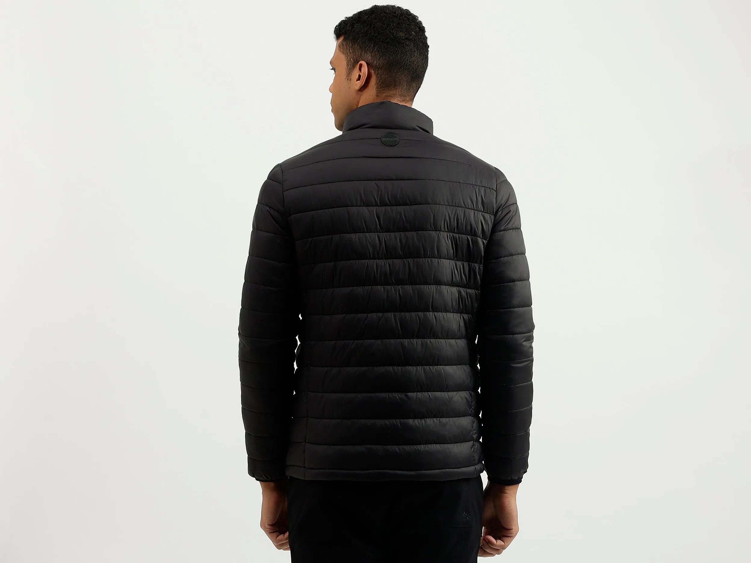 Regular Fit Mock Neck Solid Jacket