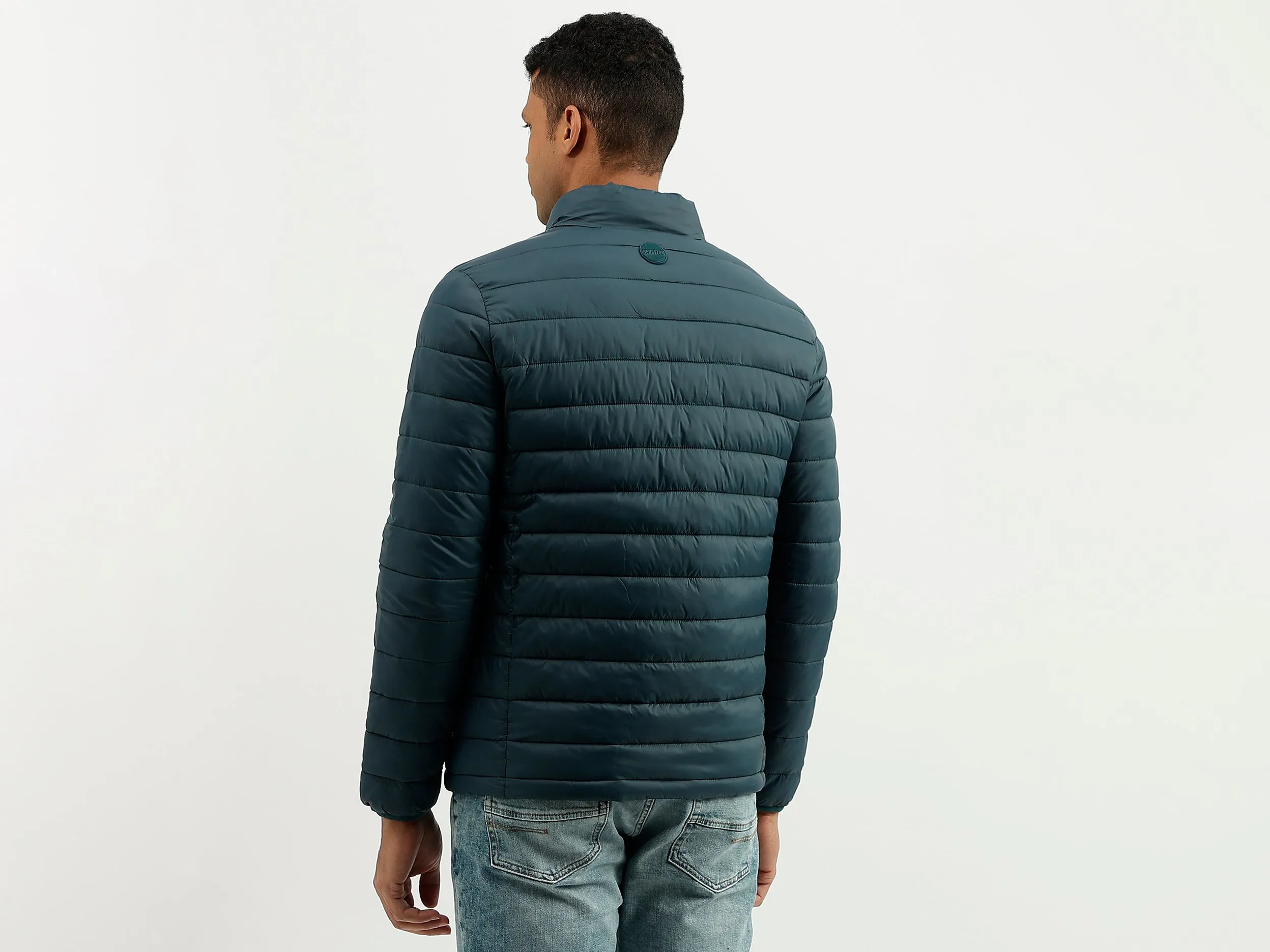 Regular Fit Mock Neck Solid Jacket