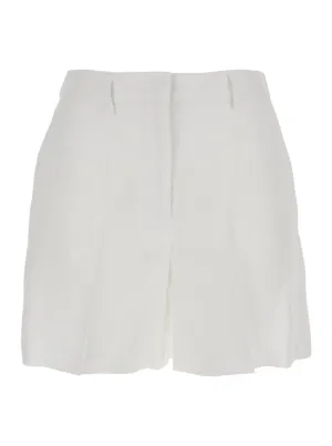 Relaxed Fit Linen Shorts With Concealed Front Closure