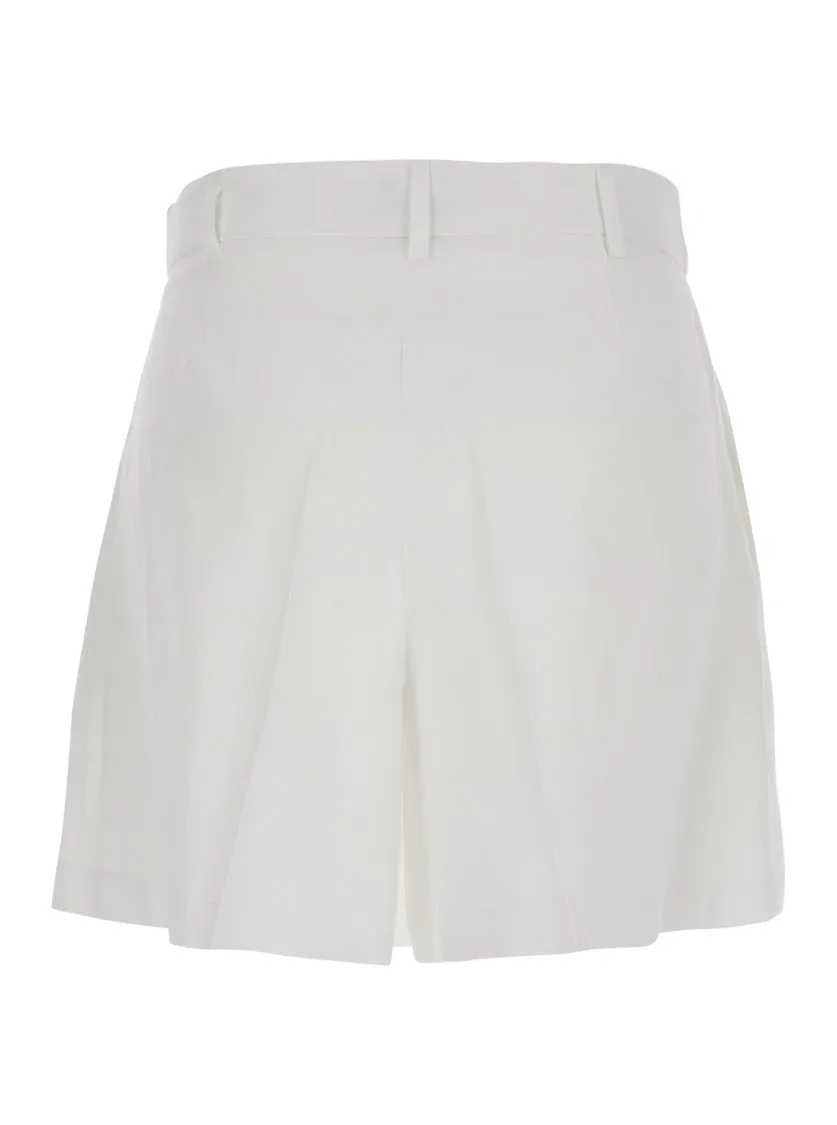 Relaxed Fit Linen Shorts With Concealed Front Closure