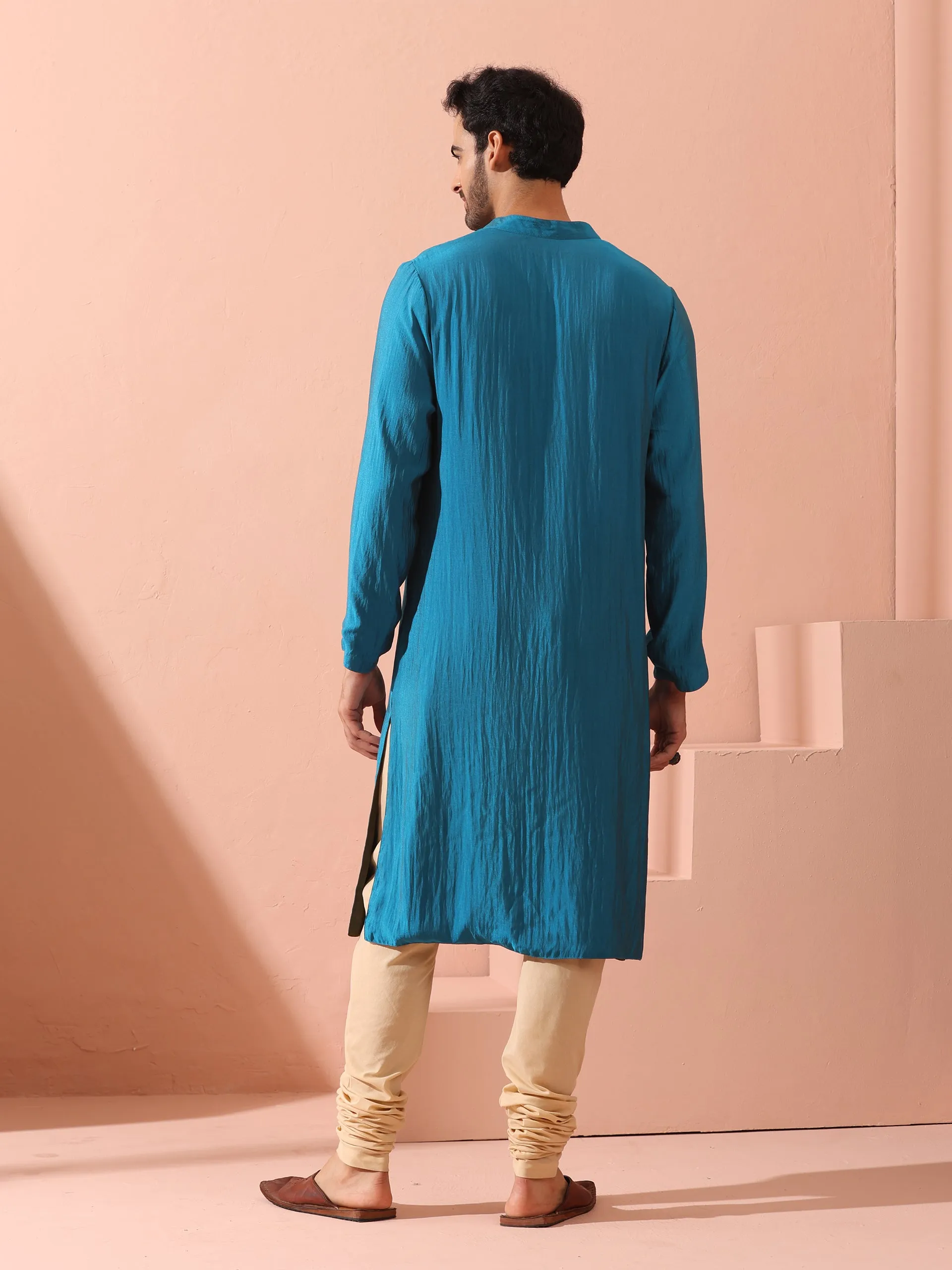 Reversable Grandeur Blue and Grey Kurta with Snaps
