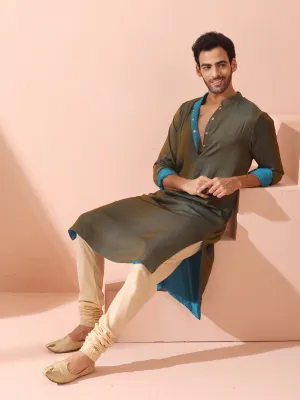 Reversable Grandeur Blue and Grey Kurta with Snaps