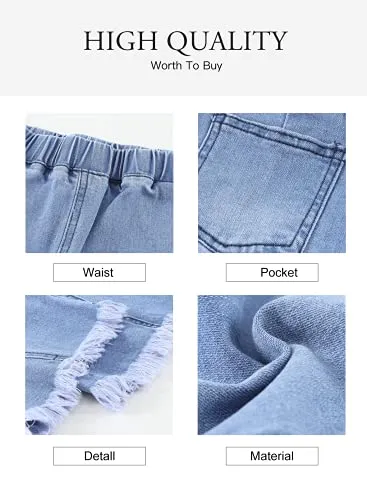 Ripped Flare High Waist Denim Pants for Girls