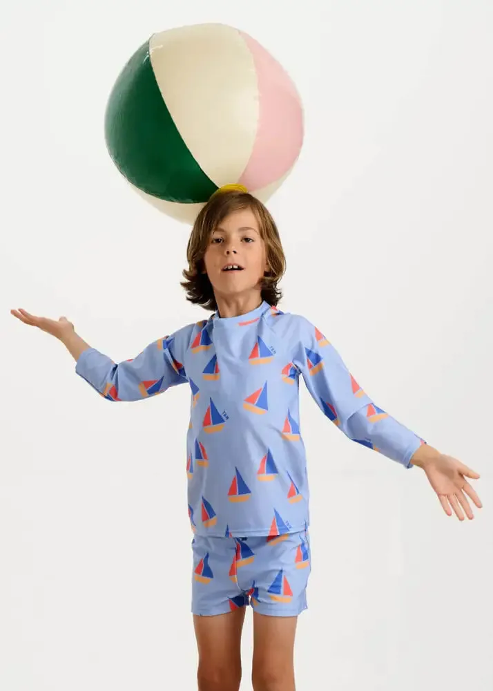 Rocco & Reef Set - Blue Sailboat Baby & Kids Rash Top & Short Set