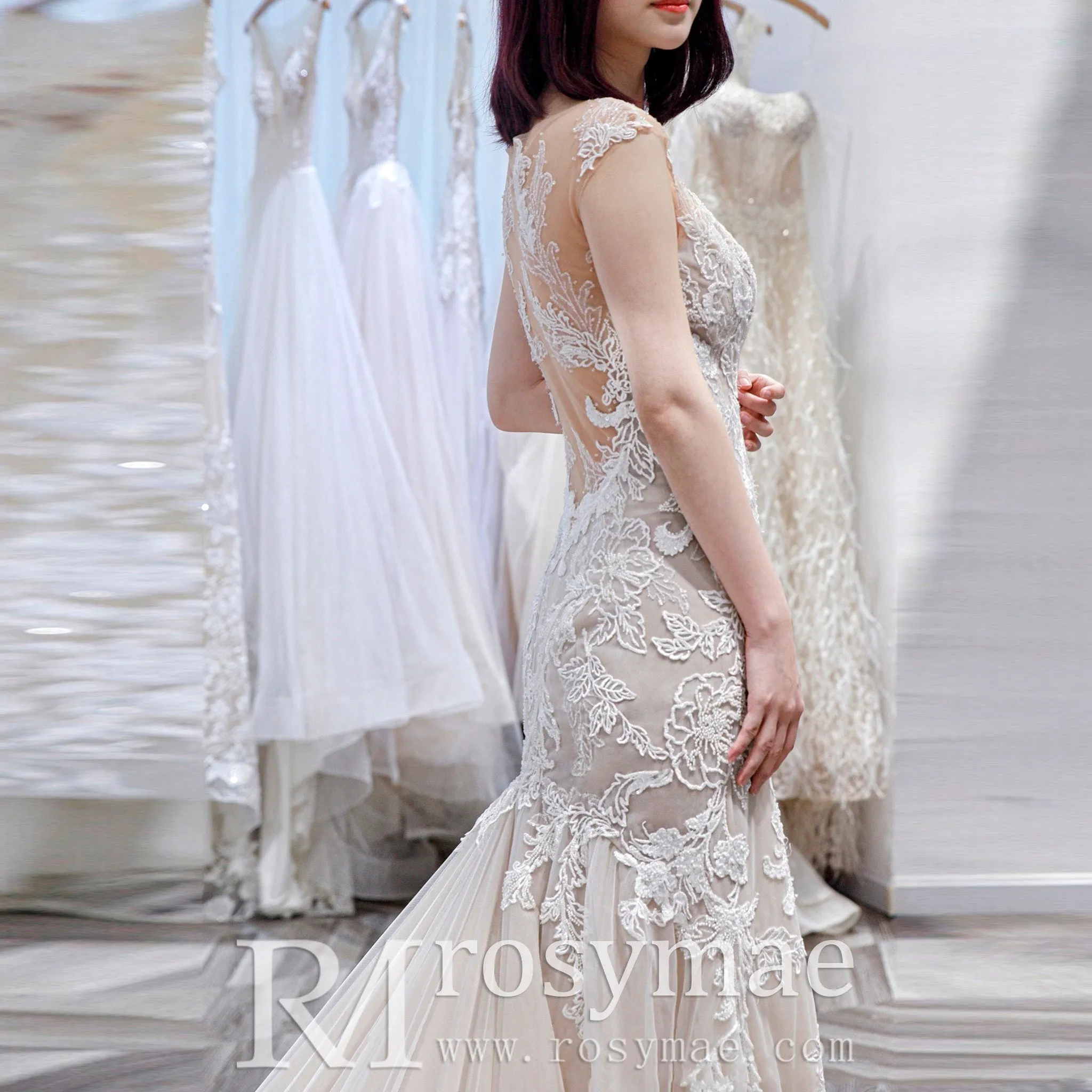 Romantic  Fit and Flare Wedding Dress with Sleeves