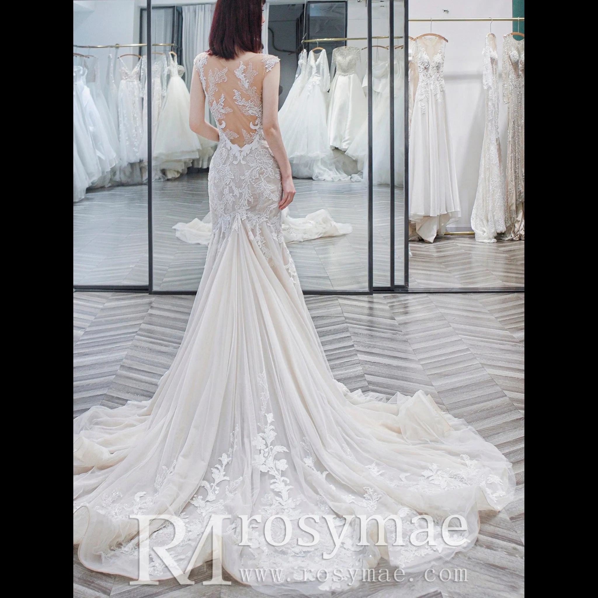 Romantic  Fit and Flare Wedding Dress with Sleeves