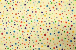 S1: Rainbow Stars Yellow Patchwork / Craft Fabric.