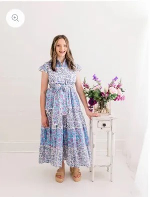 Santorini Sunset Ruffle Ricrac Midi Dress