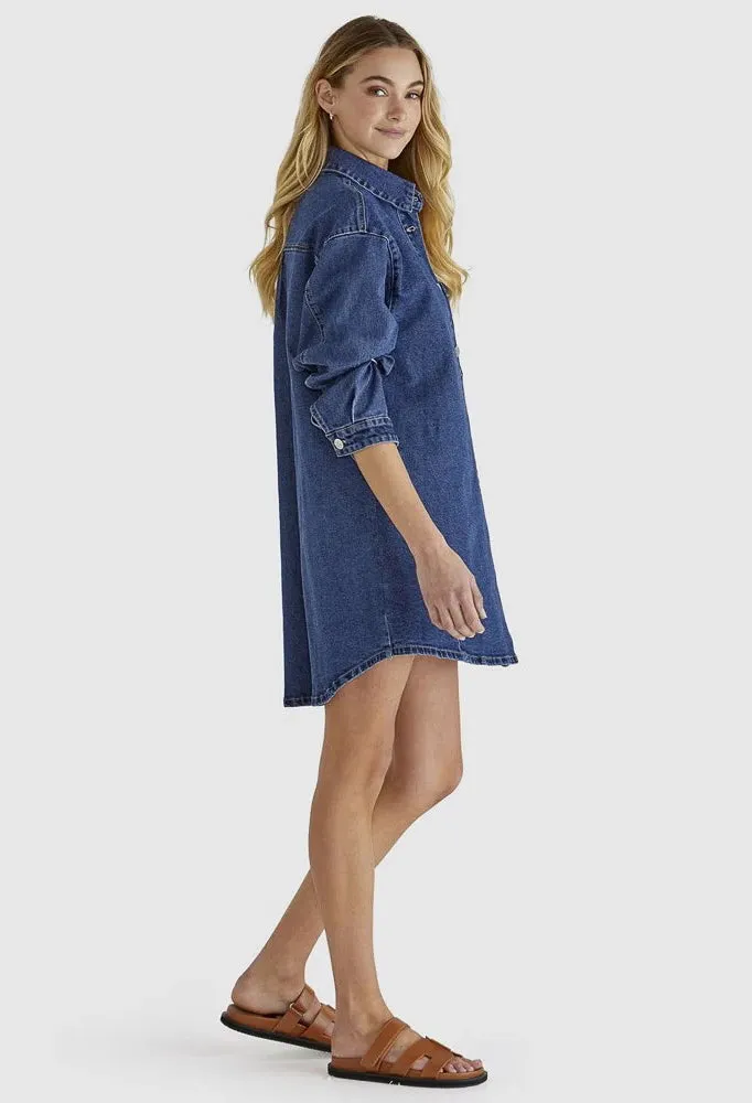 Sass Clothing - Sweeny Denim Shacket - Indigo Wash