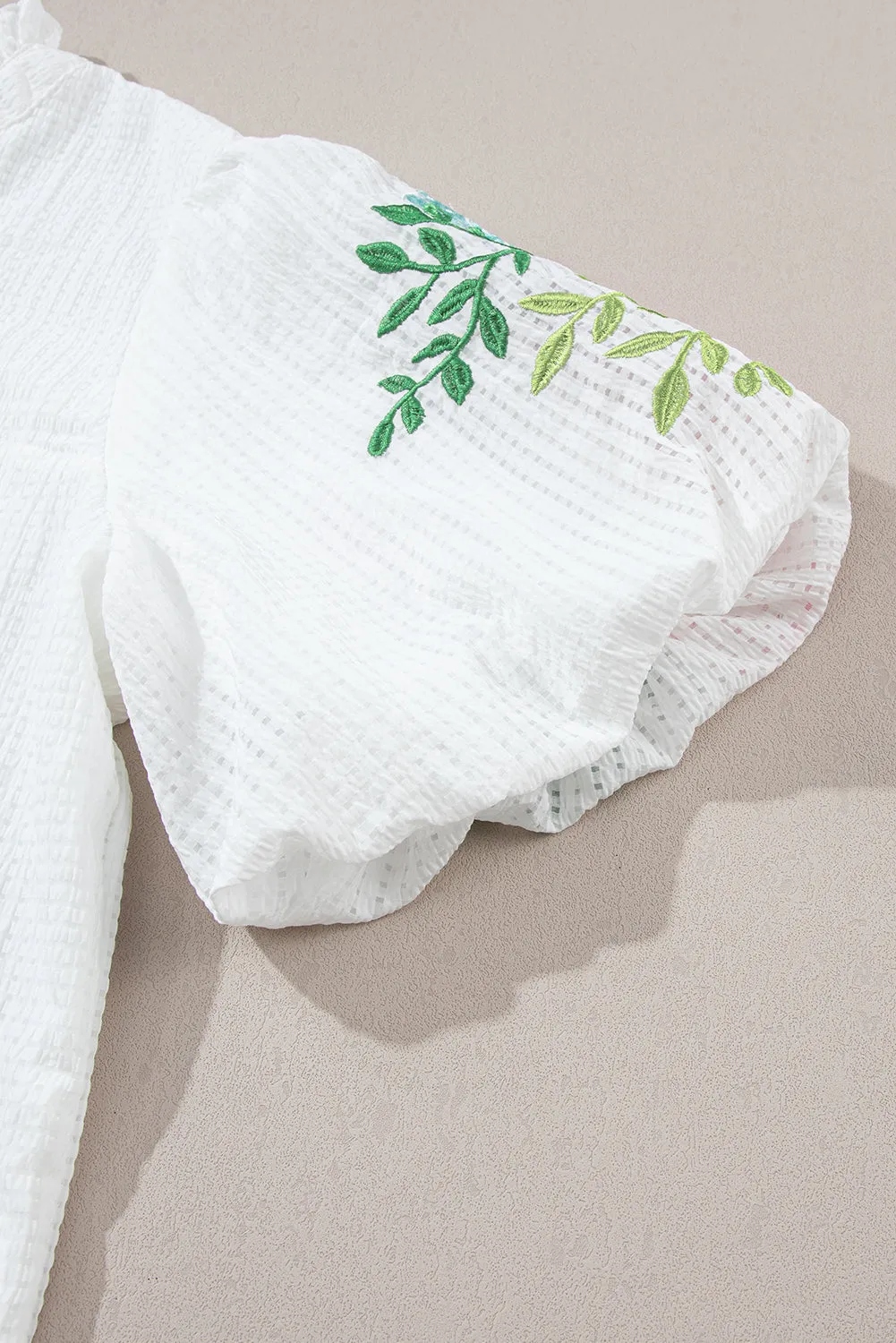 Secret Garden Embroidered Puff Sleeve Blouse