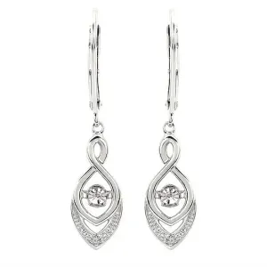 Shimmering Diamonds Sterling Silver Marquise Dangle Diamond Leverback Earring