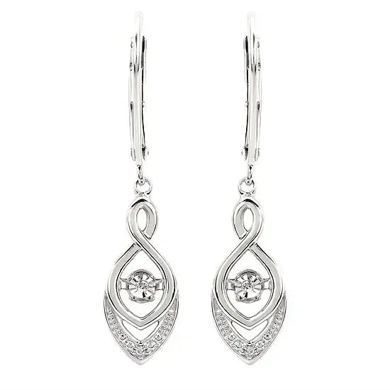 Shimmering Diamonds Sterling Silver Marquise Dangle Diamond Leverback Earring