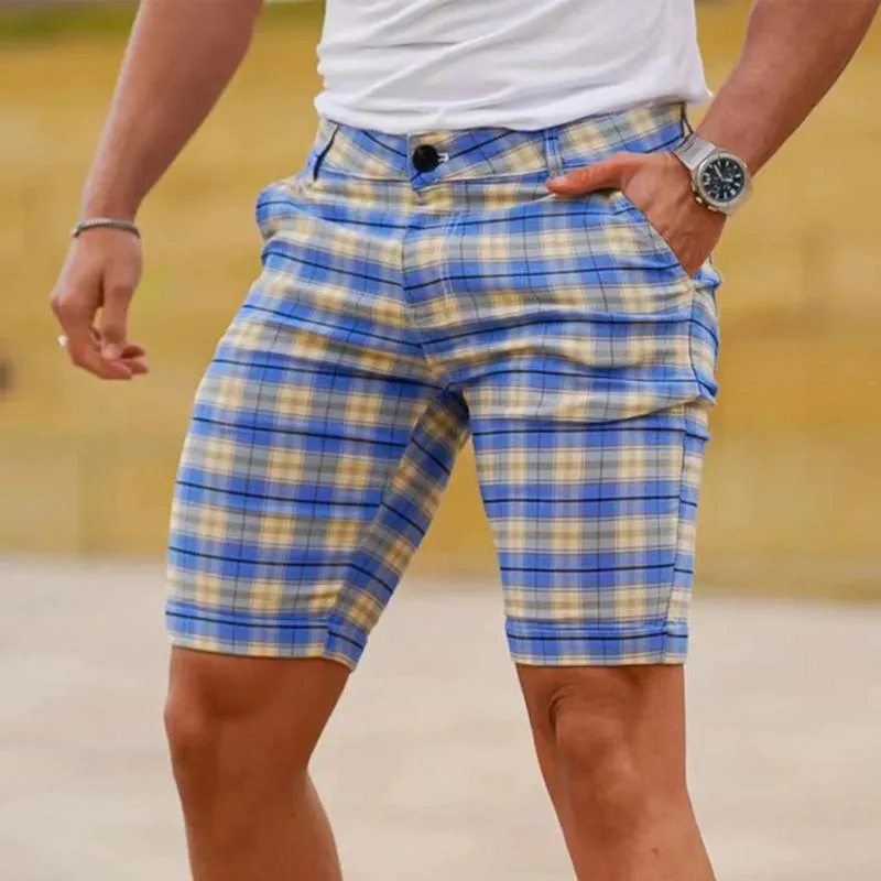 Short de costume décontracté à carreaux vintage
