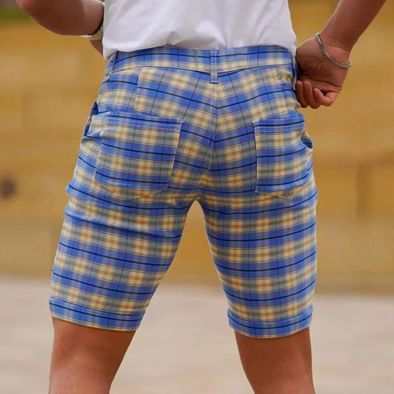 Short de costume décontracté à carreaux vintage