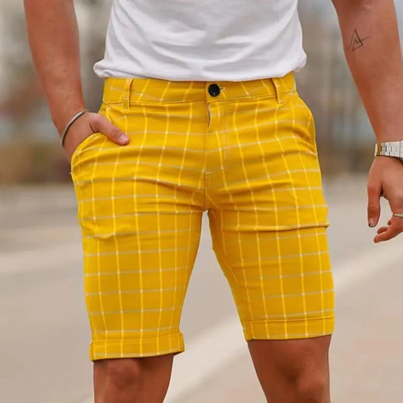 Short de costume décontracté à carreaux vintage