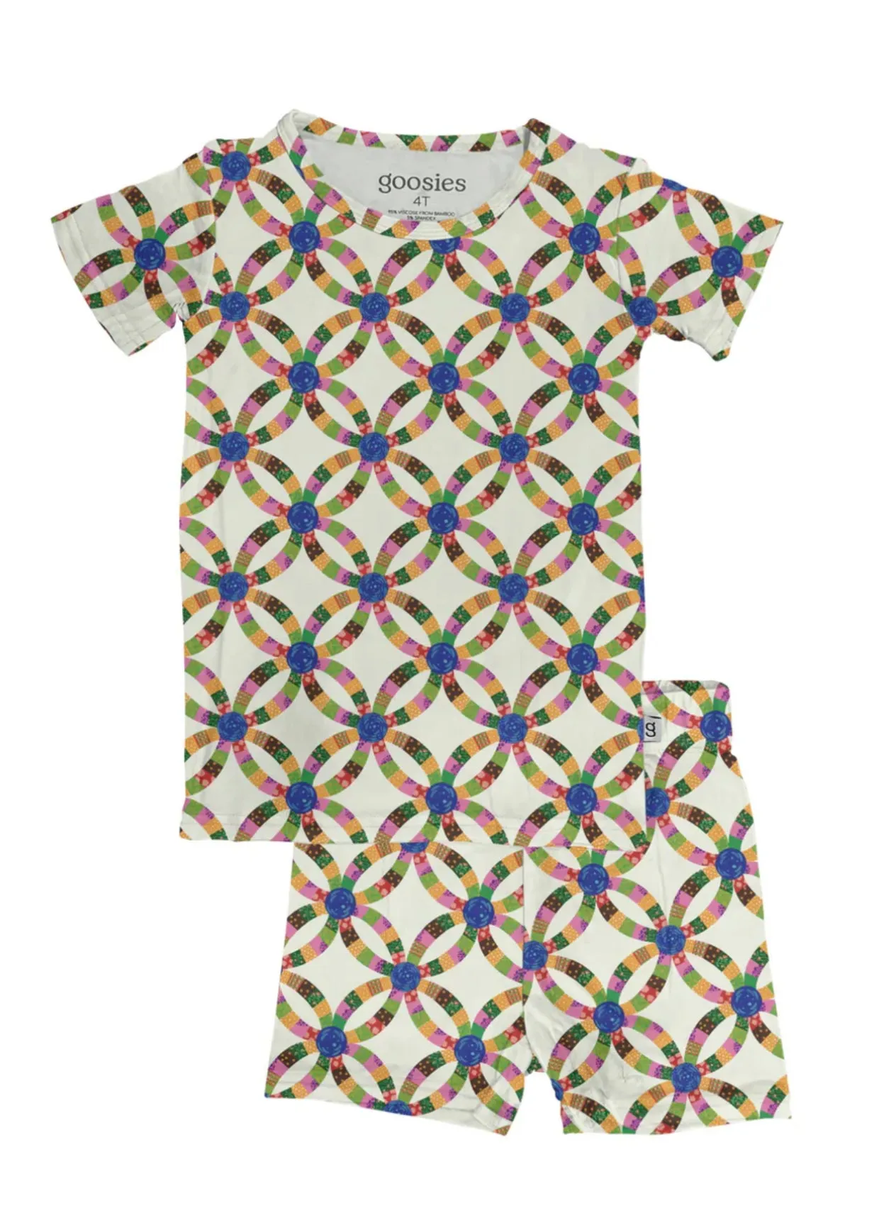 Short Sleeve & Shorts Two Piece PJs - Quilt Pink