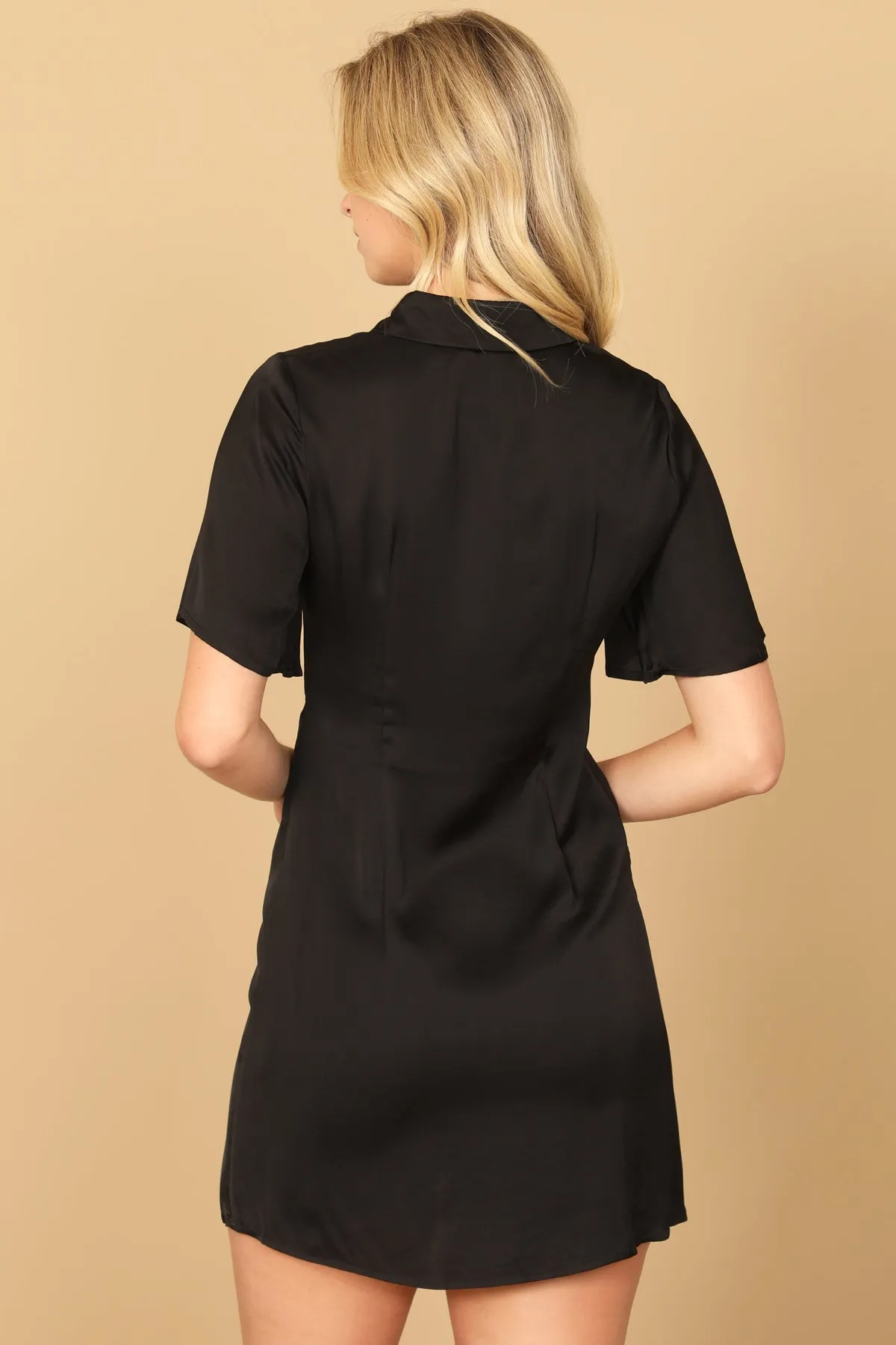 SHORT SLEEVE BUTTON DOWN MINI DRESS