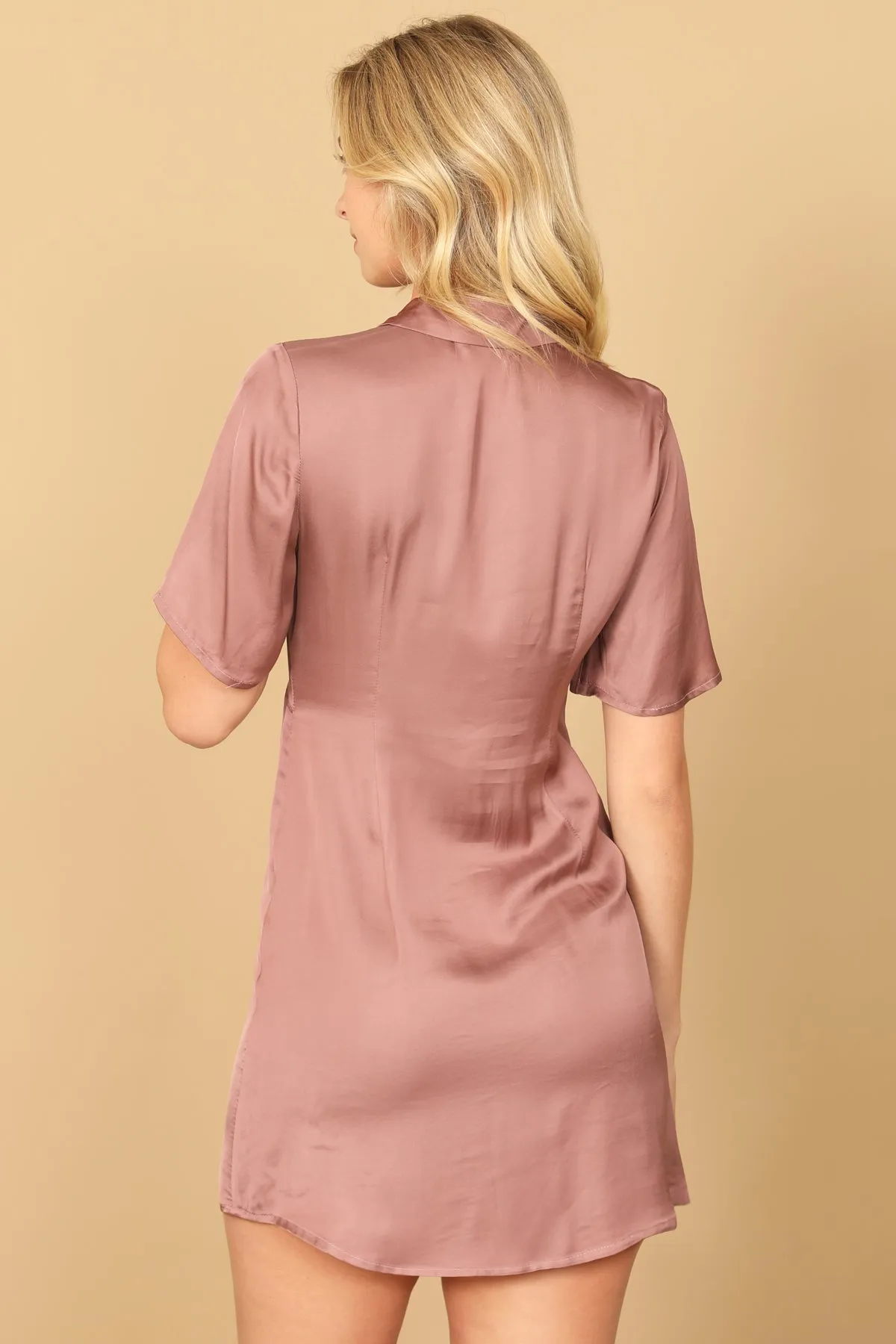 SHORT SLEEVE BUTTON DOWN MINI DRESS