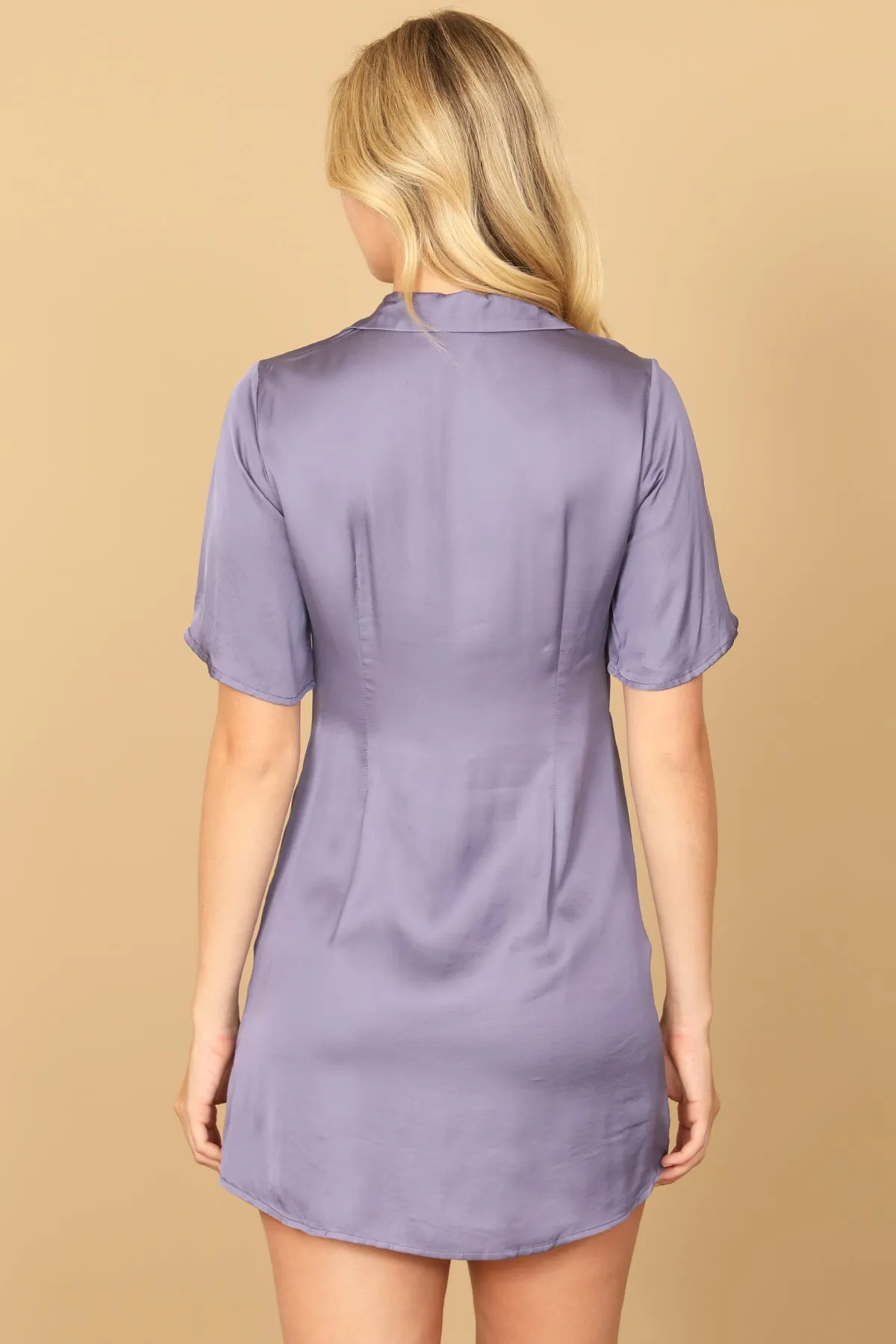 SHORT SLEEVE BUTTON DOWN MINI DRESS