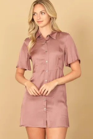 SHORT SLEEVE BUTTON DOWN MINI DRESS