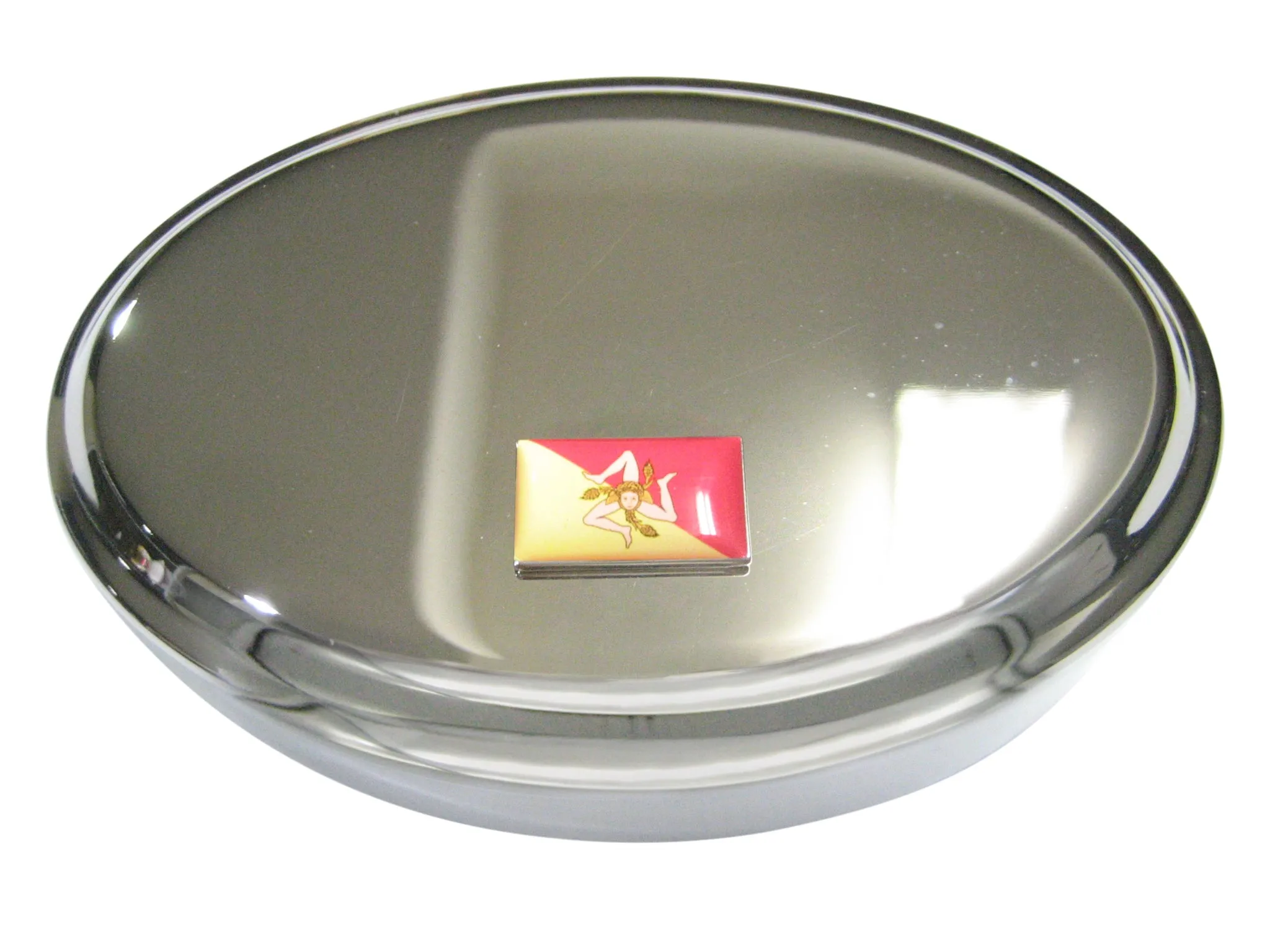 Sicily Flag Oval Trinket Jewelry Box