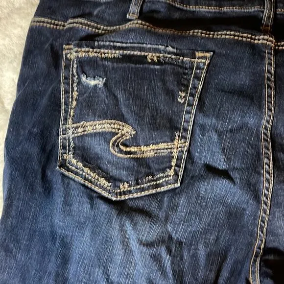 SILVER JEANS ELYSE SLIM BOOTCUT MIDRISE CURVY 24 distressed