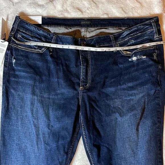 SILVER JEANS ELYSE SLIM BOOTCUT MIDRISE CURVY 24 distressed