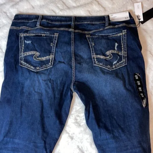 SILVER JEANS ELYSE SLIM BOOTCUT MIDRISE CURVY 24 distressed