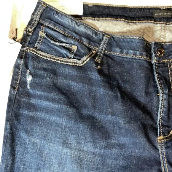 SILVER JEANS ELYSE SLIM BOOTCUT MIDRISE CURVY 24 distressed