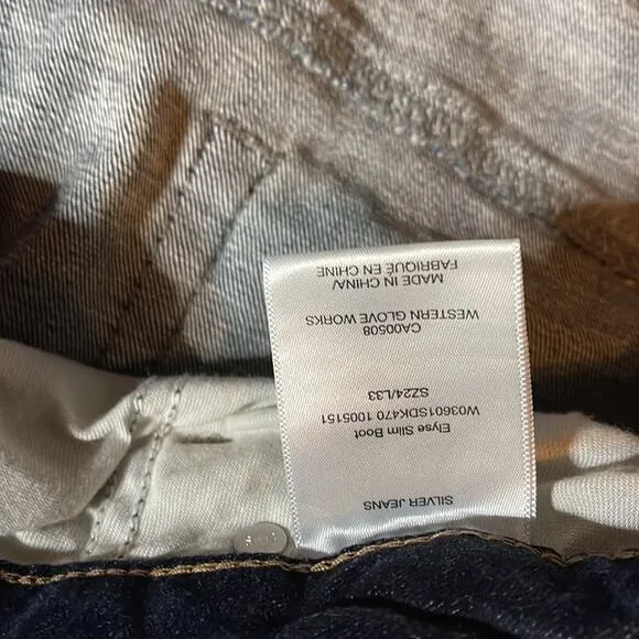 SILVER JEANS ELYSE SLIM BOOTCUT MIDRISE CURVY 24 distressed