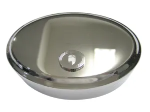 Silver Toned Etched Oval Acorn Oval Trinket Jewelry Box