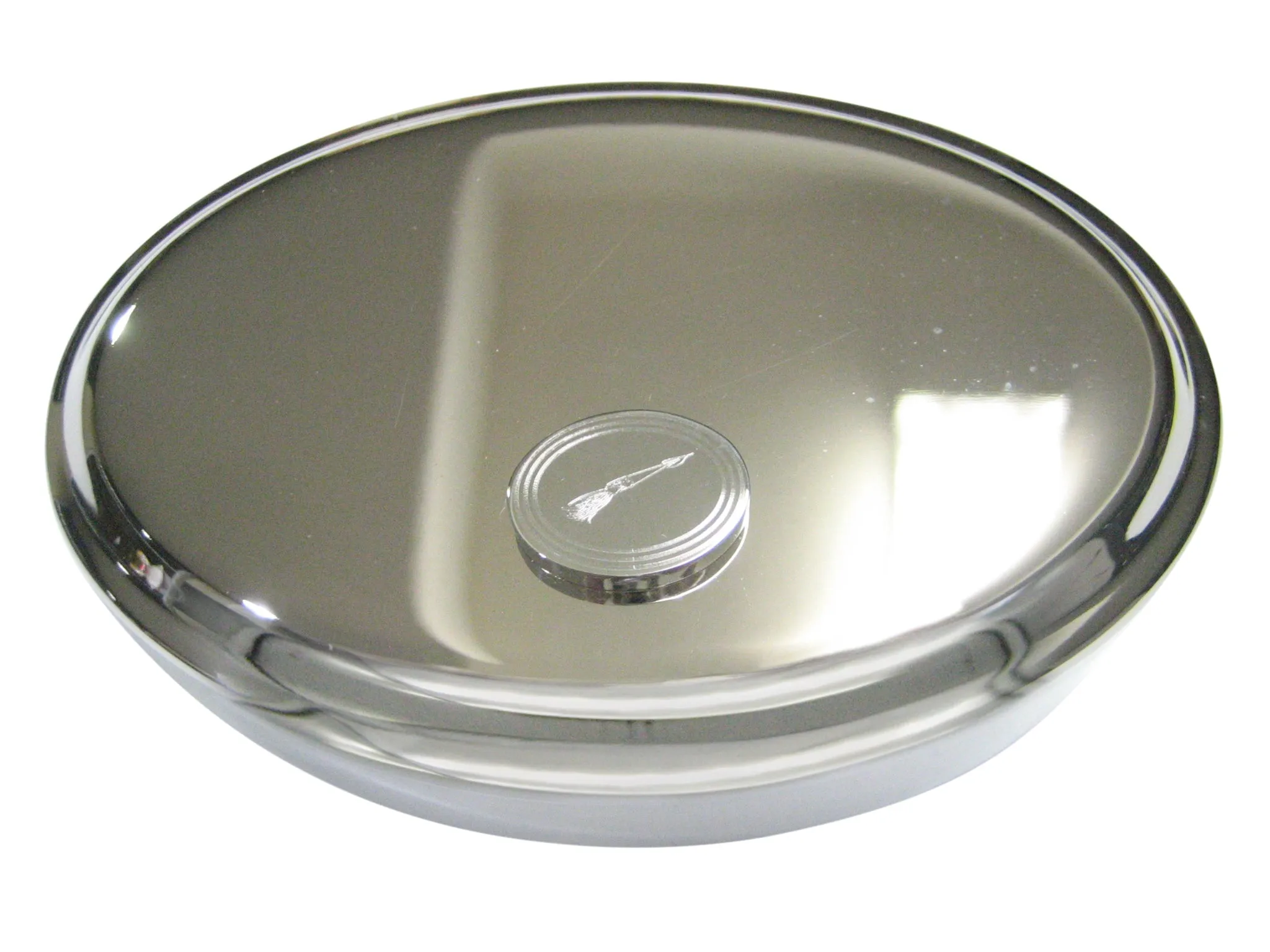 Silver Toned Etched Oval Squid Oval Trinket Jewelry Box