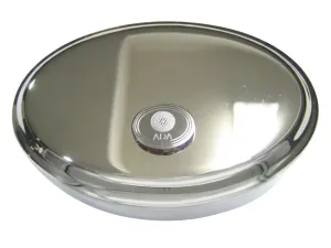 Silver Toned Oval Etched Cardano Coin Cryptocurrency Blockchain Oval Trinket Jewelry Box