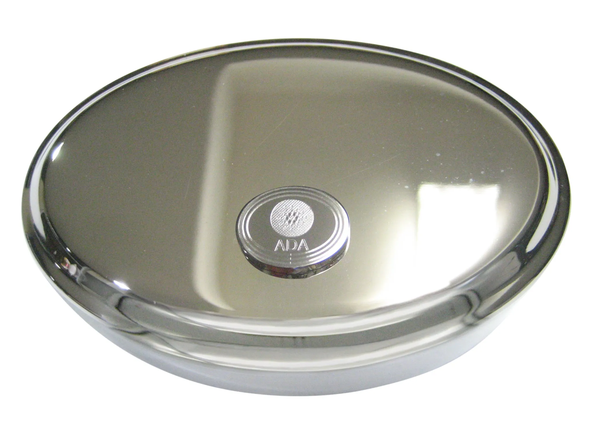 Silver Toned Oval Etched Cardano Coin Cryptocurrency Blockchain Oval Trinket Jewelry Box