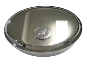 Silver Toned Oval Etched Sea Lion Oval Trinket Jewelry Box