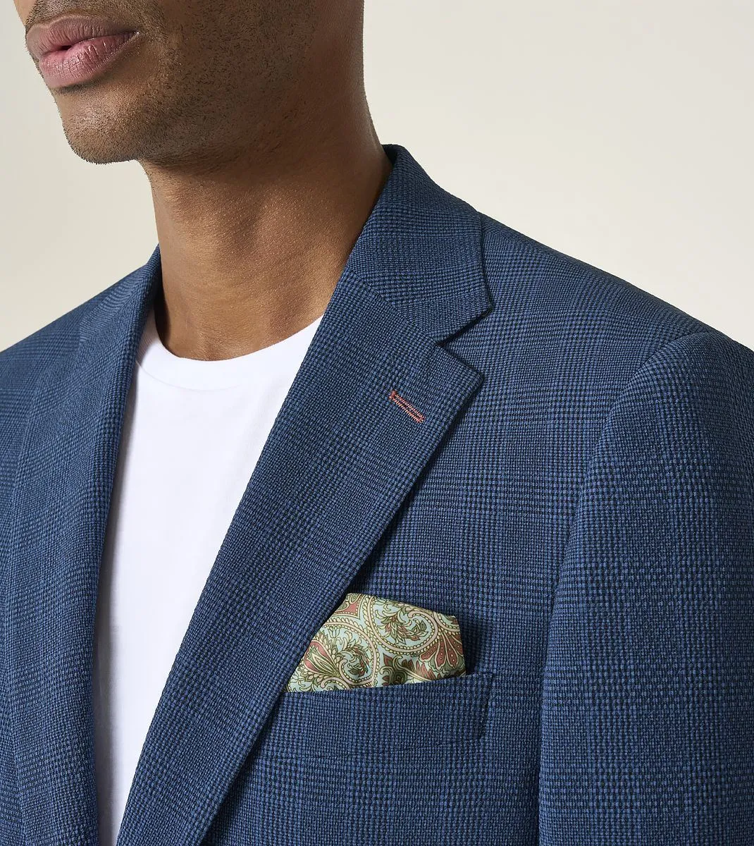 Skopes Tailored Fit Orville Suit Jacket For Men in Blue Self Check, 36S-62L