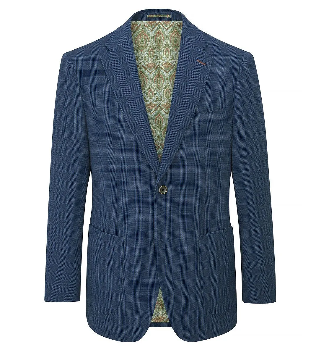 Skopes Tailored Fit Orville Suit Jacket For Men in Blue Self Check, 36S-62L