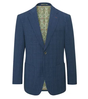 Skopes Tailored Fit Orville Suit Jacket For Men in Blue Self Check, 36S-62L