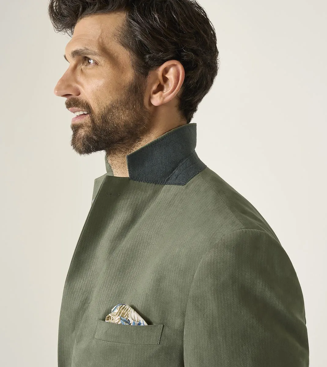 Skopes Tailored Fit Padua Jacket For Men in Herb Green Herringbone, 36S-62L