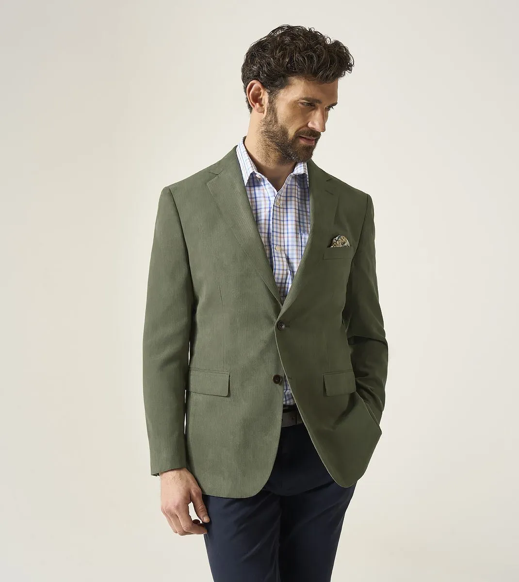 Skopes Tailored Fit Padua Jacket For Men in Herb Green Herringbone, 36S-62L