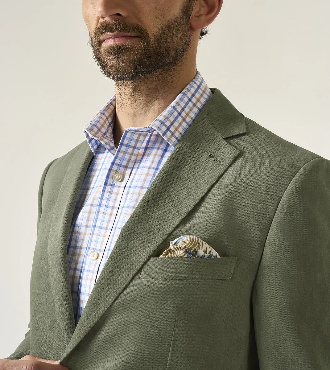 Skopes Tailored Fit Padua Jacket For Men in Herb Green Herringbone, 36S-62L