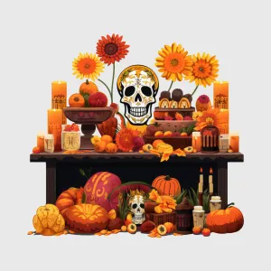 Skull Altar with Candles Transfer