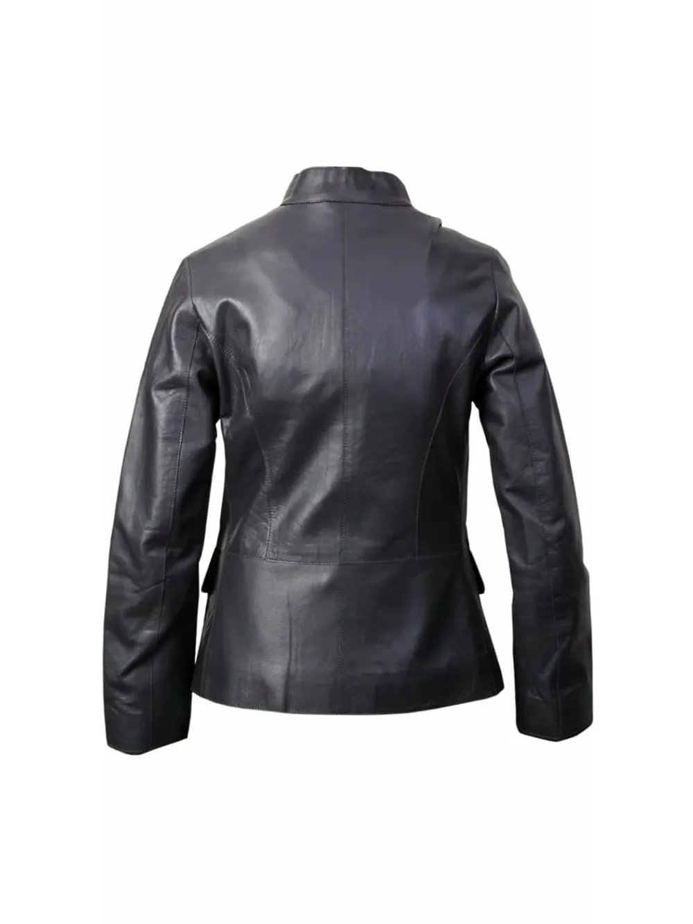 Sleek Collar Statement Leather Blazer for Women