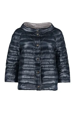 Snap button fastening down jacket