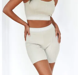 Soft Chic Ribbed Shorts - Oatmeal