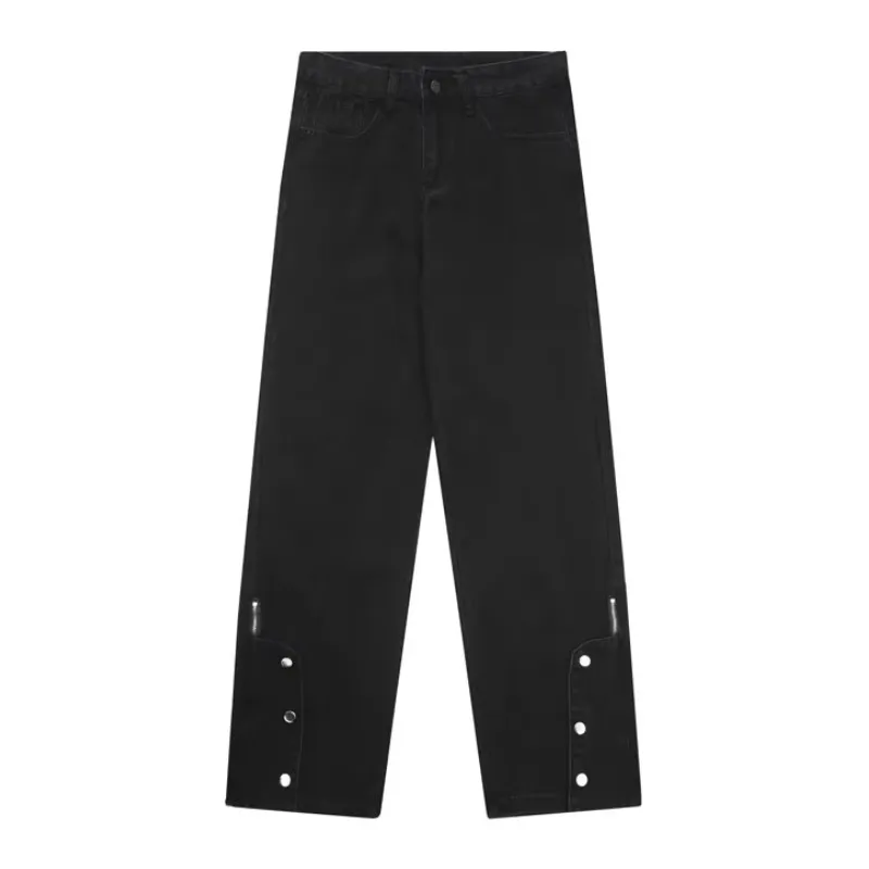 Solid Color Breasted Jeans