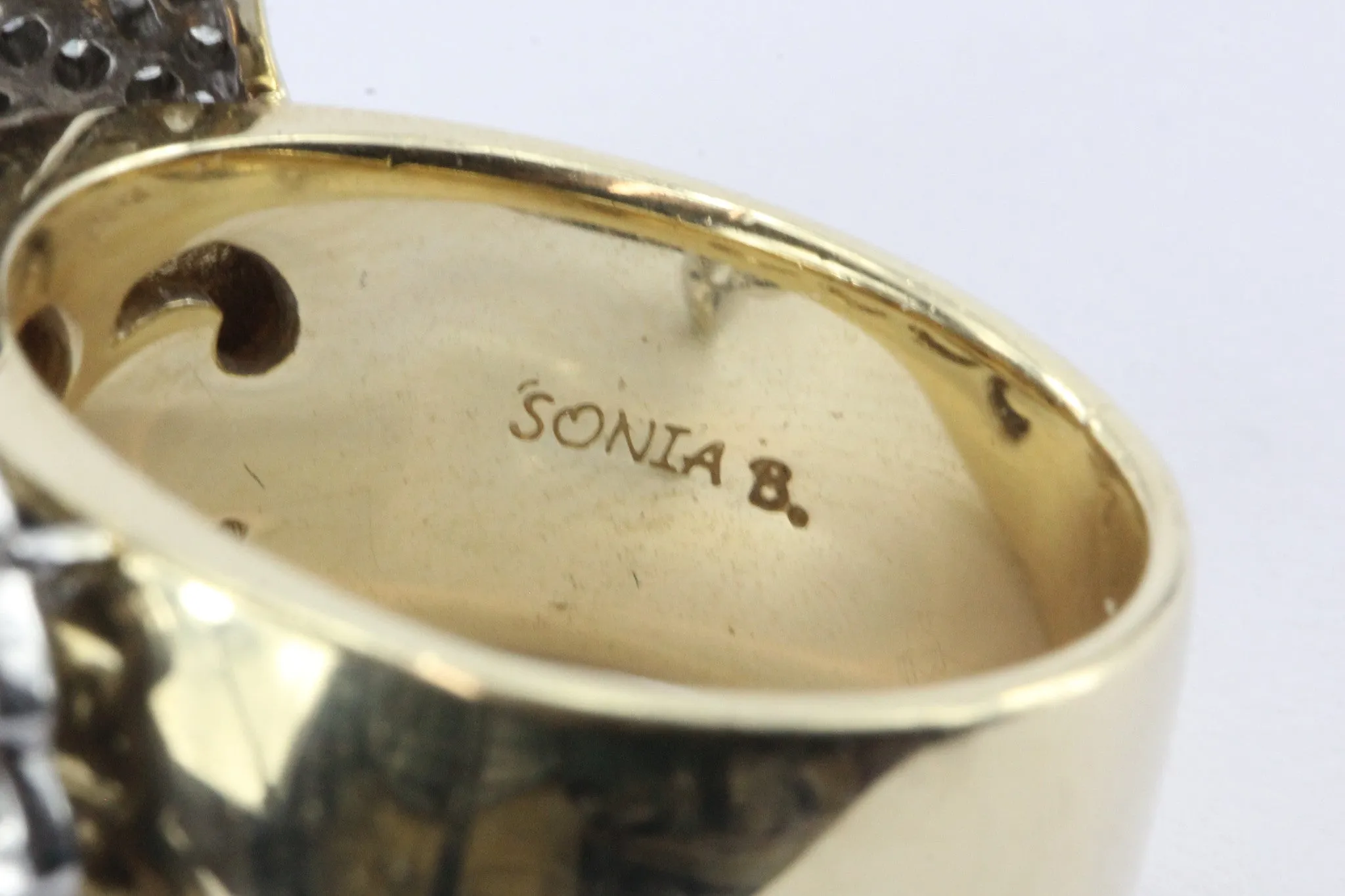 Sonia B 14K White & Yellow Gold Diamond Leaf / Feather Ring Sonia Bitton