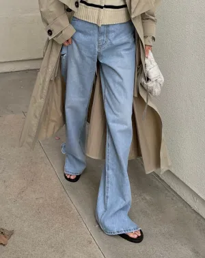 Split-Hem Light Blue Jeans