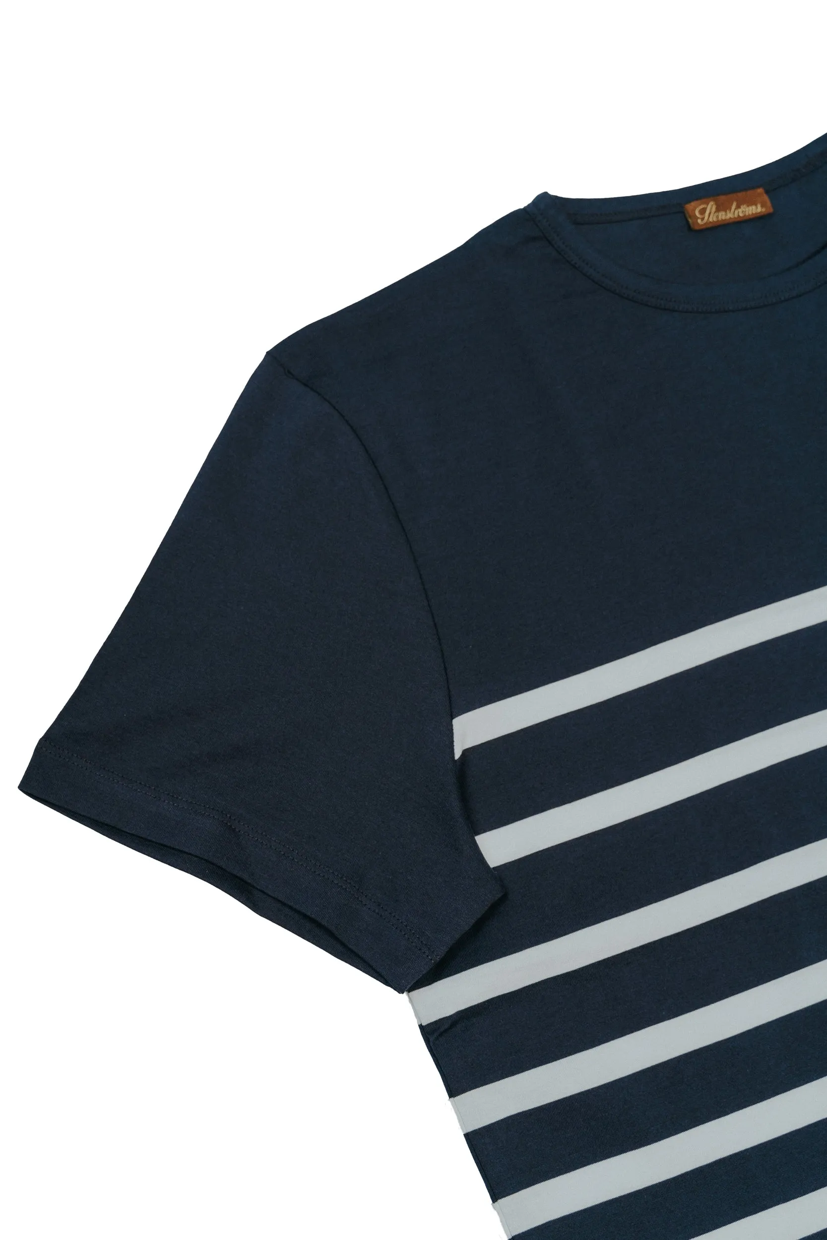 Stenströms Striped Cotton T-Shirt: Navy