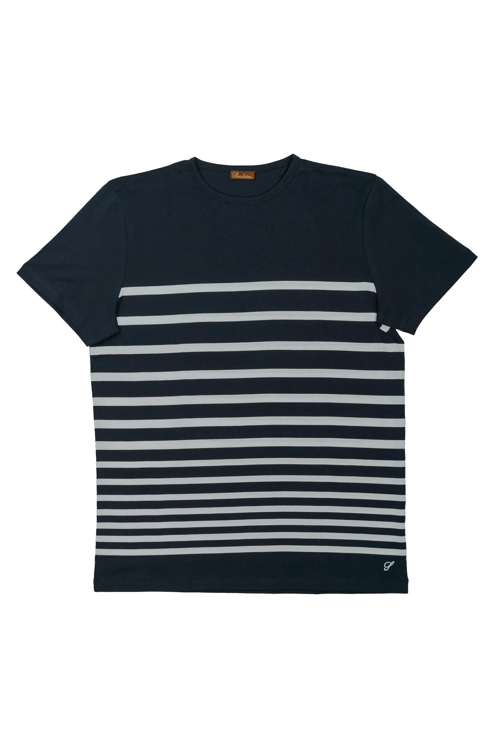 Stenströms Striped Cotton T-Shirt: Navy